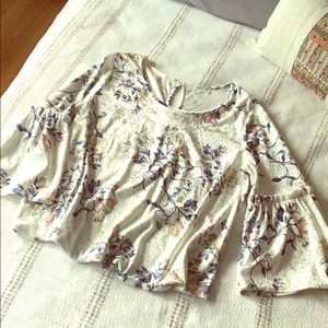 Sienna Sky Faux Crushed Velvet Bell Sleeve Top